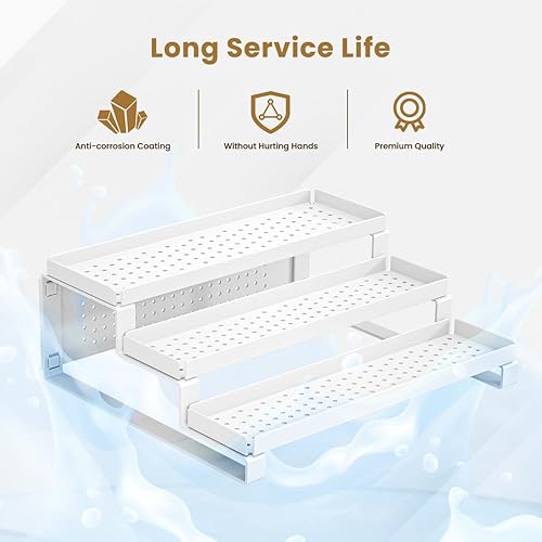 Miniatura 9 de TOMIR Organizador de especias de 3 niveles para gabinete, soporte de almacenamiento de especias de encimera a prueba de óxido, estante de especias