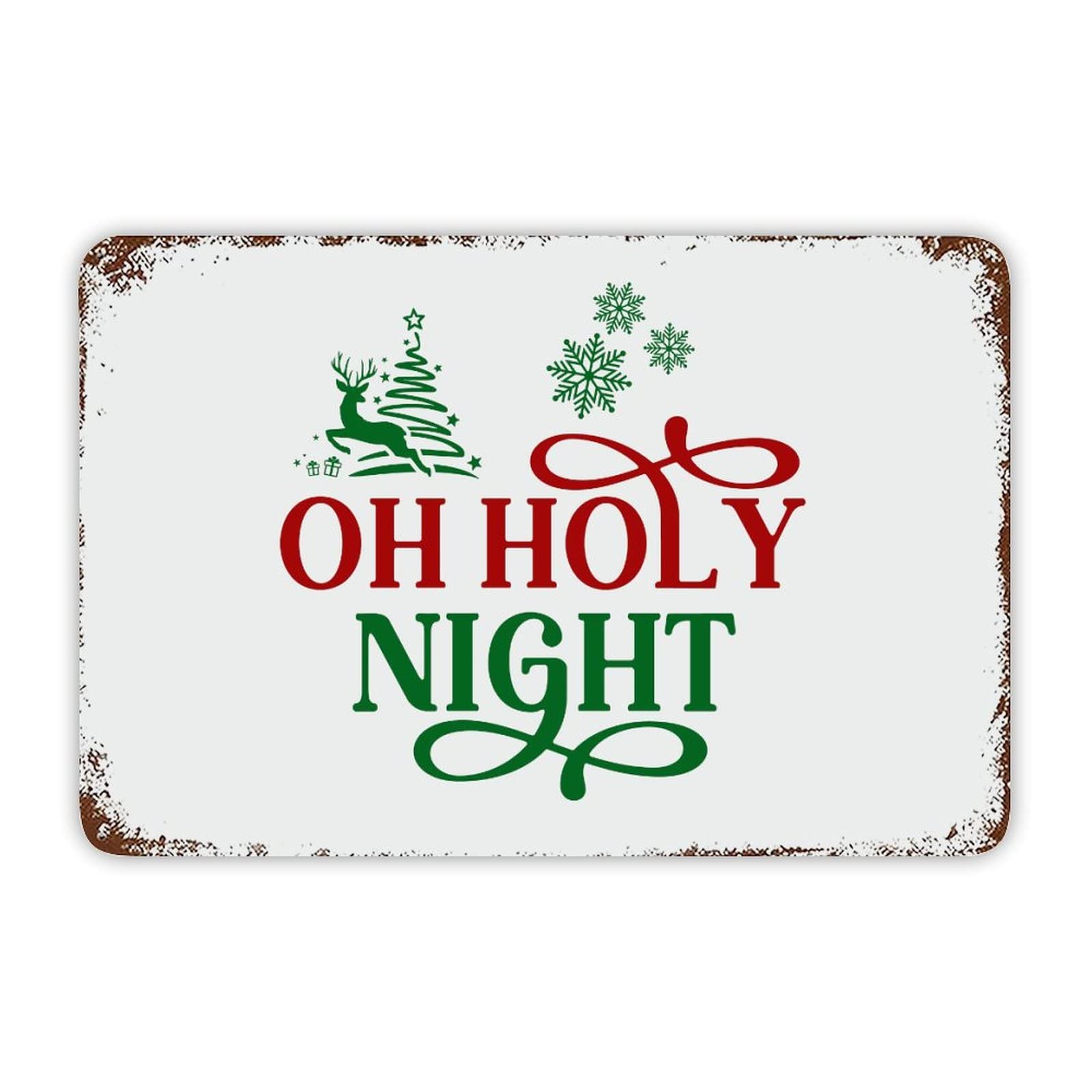 ENEDNATE Christmas Metal Sign,Vintage Man Cave Aluminum Tin Metal Sign with Saying 8x12 Inch Oh Holy Night Retro Street Metal Signs for Indoor Outdoor Garden Patio Yard Cafe Pub Home Decor