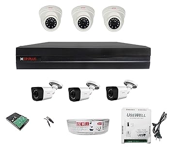 CP PLUS Wired FHD 5MP Security Camera Kit, White, Black