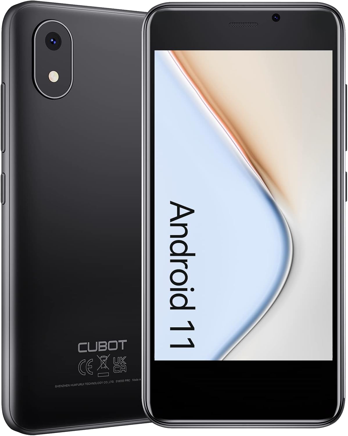 CUBOT J10 Smartphone sin Contrato, 4 Pulgadas Pantalla HD, Android 11 Teléfono Móvil, 2350mAh Batería,5MP+2MP Cámaras, 1GB / 32GB, 128GB Expandible, 3G Dual SIM, Face ID, Negro