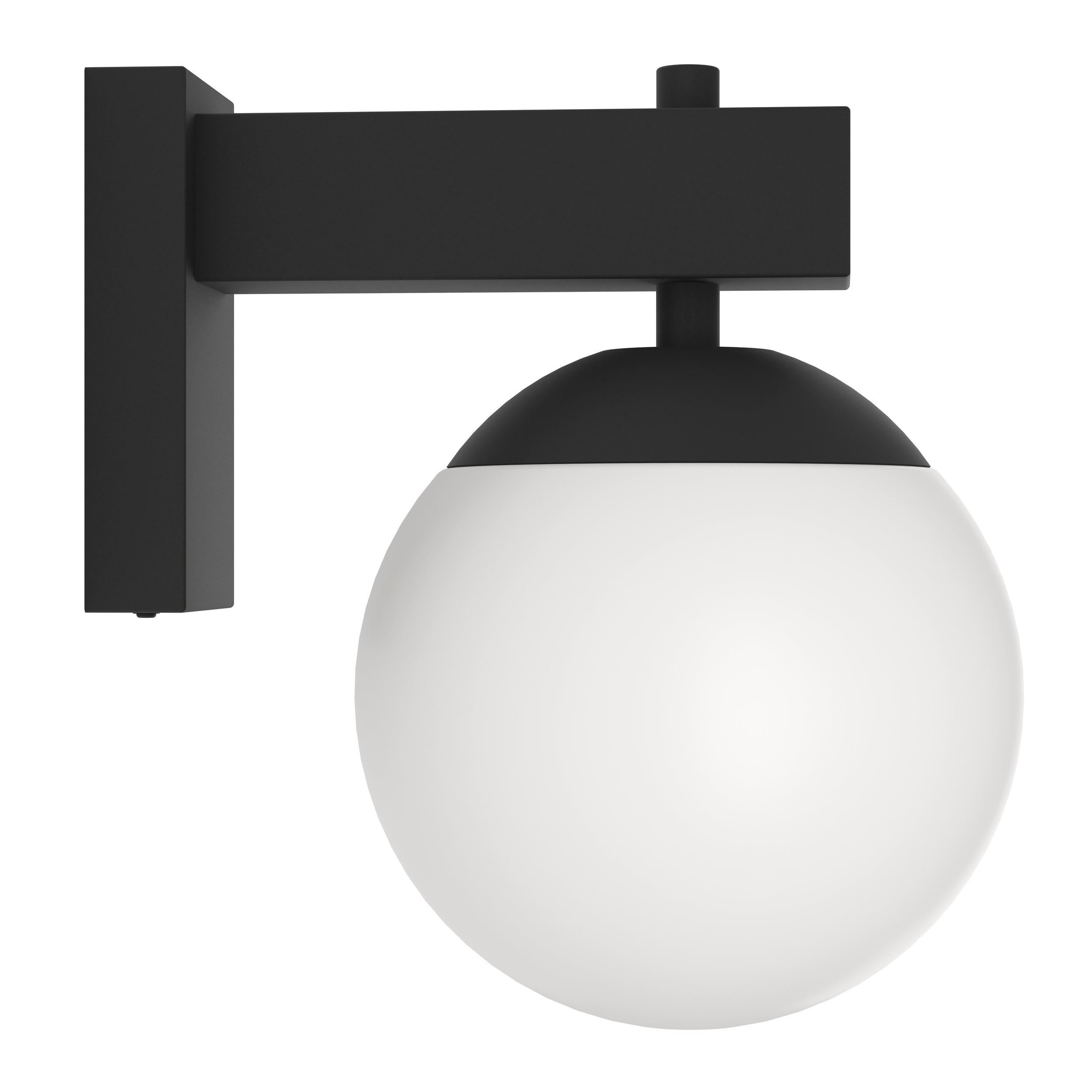 EGLO Bufalata - Lampada da parete per esterni, applique per esterni, in | metallo nero, sfera in plastica bianca, con attacco E27, IP44