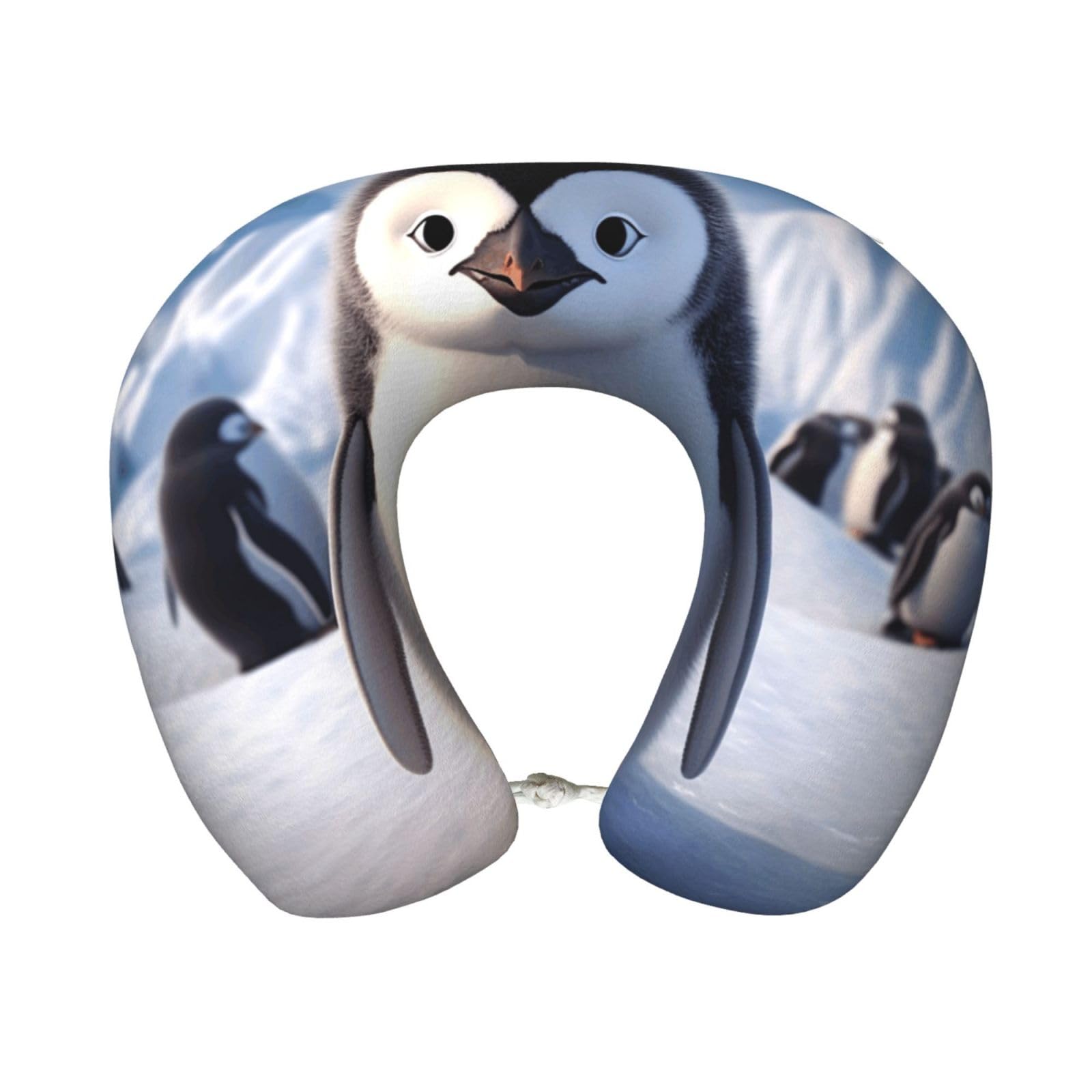 peiyeety Cute Penguin Travel Pillow Memory Foam - Comfortable U Shape Neck Pillows for Sleeping, Neck and Head Support Portable Airplane Pillow Adjustable Flight Pillow, Washable Cover