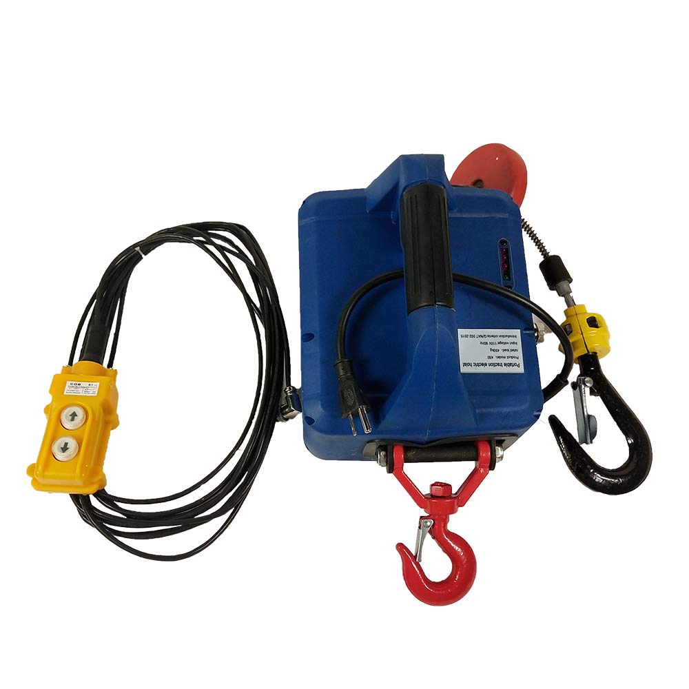 TECHTONGDA 110V Electric Hoist Winch Wire Control Electric Hoist with 26ft Wire Length 992lbs Capacity and Current Overload Protection