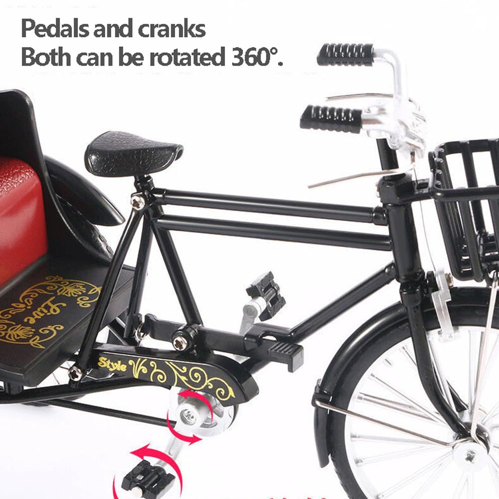 giocattoli per bambini, simulazione retrò auto gialla auto da collezione triciclo macchinine in metallo pressofuso bici giocattolo 3-12 anni ragazzo auto da collezione refrigeratore per vino tavolo da