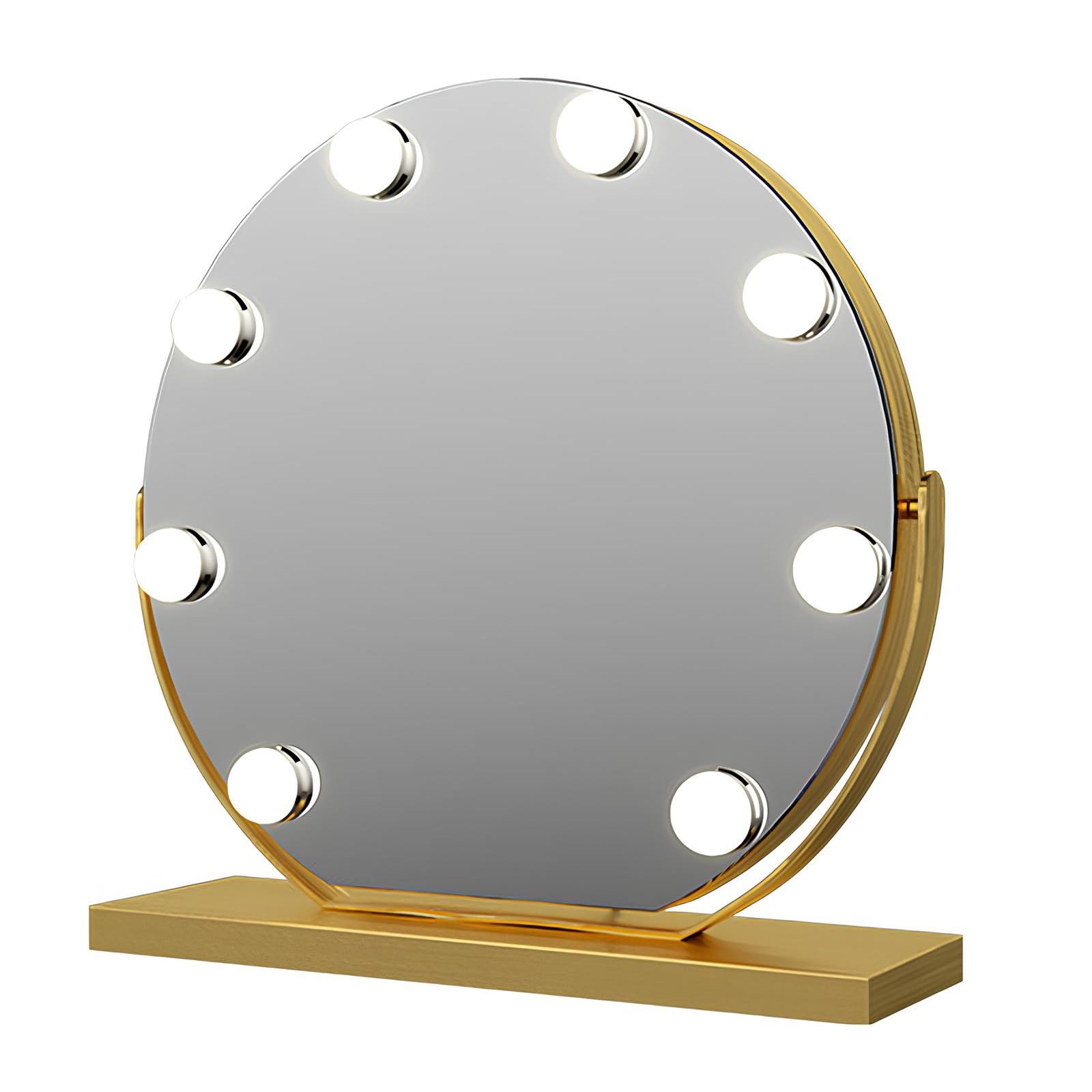 VQWQV LED Desktop Vanity Illuminated Mirror with Lights Touch Control