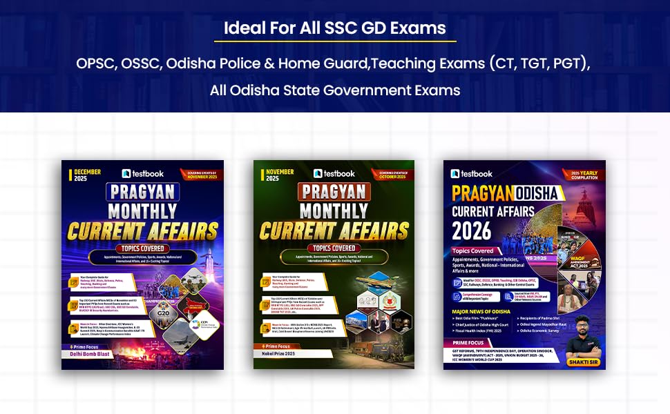 Image of Testbook Pragyan Odisha Current Affairs 2026 | Odisha + National CA Yearly Edition | Updated News, Exam-Ready Notes & MCQs | For OPSC, OSSC, Police, Teaching & All Govt Exams | Testbook