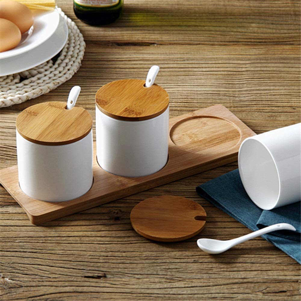 Pojemnik Na Przyprawy, Dozownik Do Przypraw, Pojemnik Na Sól, Ceramiczny Pojemnik Na Przyprawy, Zestaw Do Przypraw, Pojemnik Na Przyprawy,White-One Size