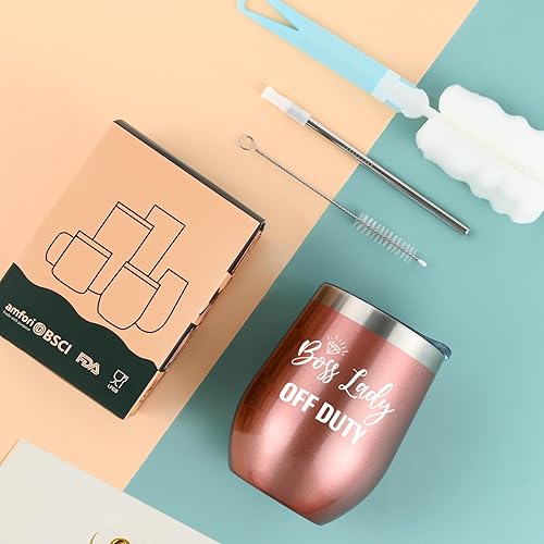 Miniatura 7 de LiqCool - Regalos de Boss Lady para mujer, vaso de vino aislado para jefa, regalos de vino para mujeres y mujeres, regalos de mejor jefa para el día