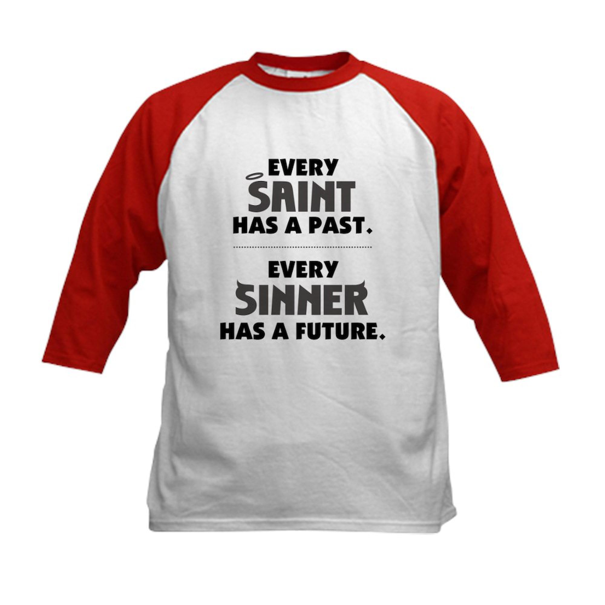 CafePress Every Saint Kids Baseball Jersey Kids Cotton Baseball Jersey, 3/4 Raglan Sleeve Shirt Red/White
