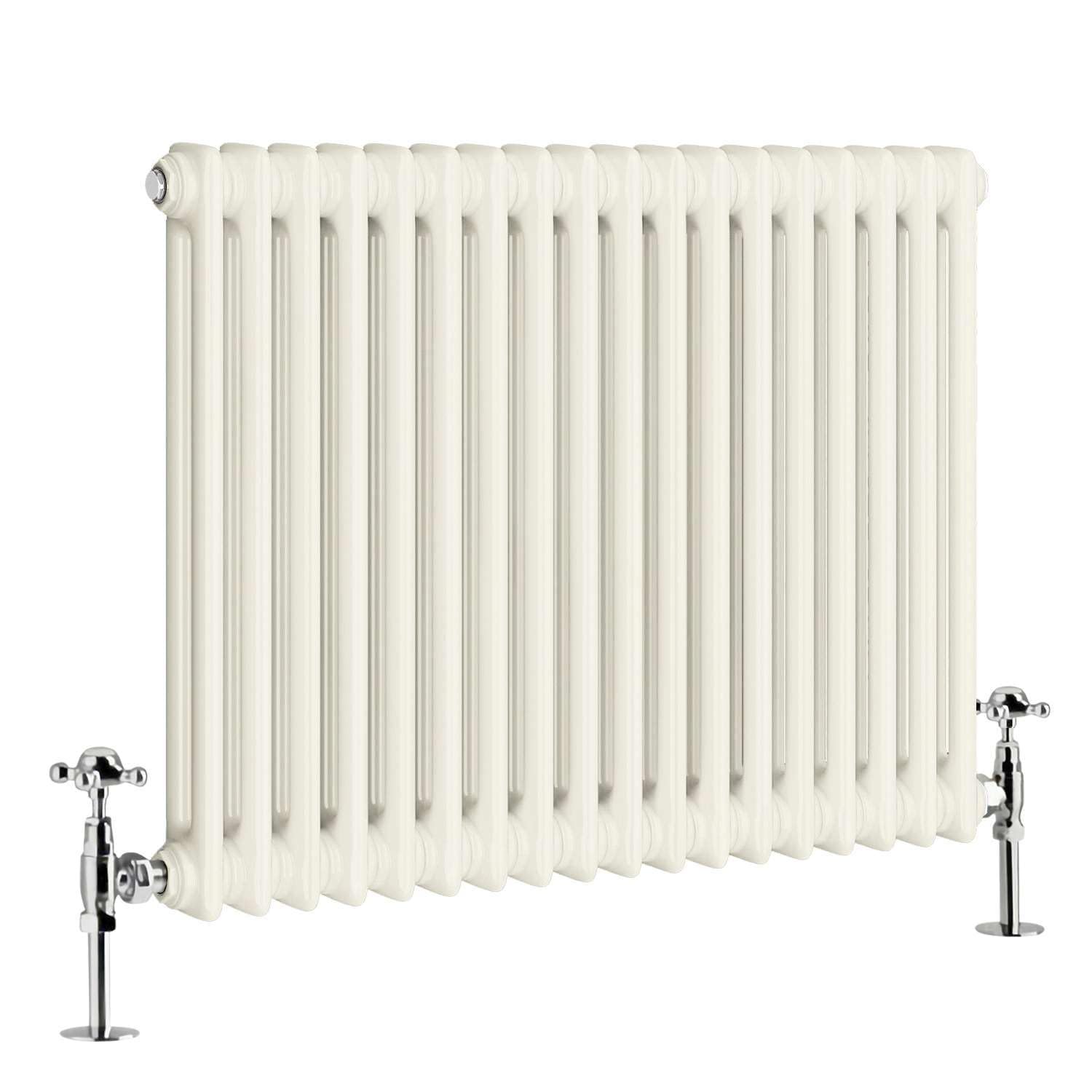 G-Rad Cream Double Column Horizontal Cast Iron Radiator - (H) 600 x (W) 810mm - Modern Contemporary High-Output Heavy Duty Radiator - Wall Mounted Central Heating for Home Décor Living Dining Bedroom