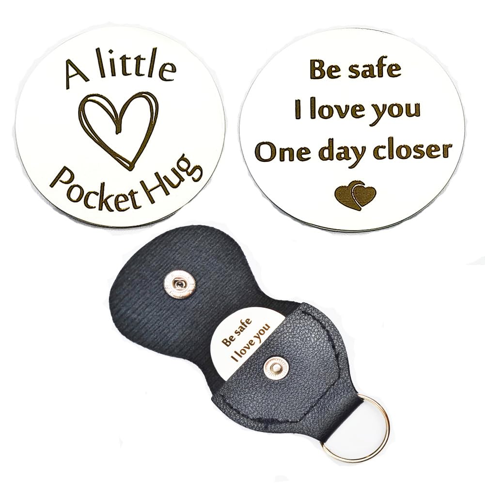 RFTWXHPN Pocket Hug Token Keychain Long Distance Relationship Hug Tokens Keepsake Stainless Steel Double Sided Pocket Token