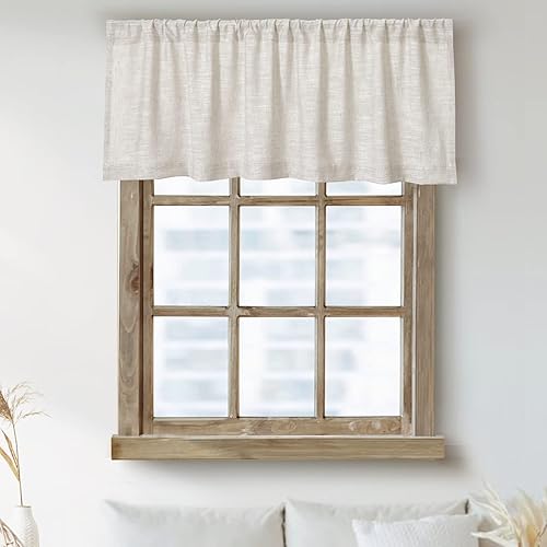 Paquete de 2 cenefas de cocina para ventanas modernas cortinas de cenefa de lino de algodón para decoración rústica para baño ventana pequeña