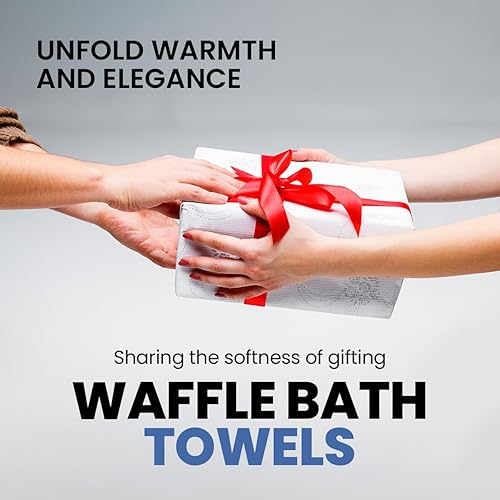 Miniatura 8 de Toallas de baño  Toallas 100% algodón  Toalla de baño de gofre de 28 x 55 pulgadas  Toallas de baño de hotel de lujo ligeras y absorbentes de secado