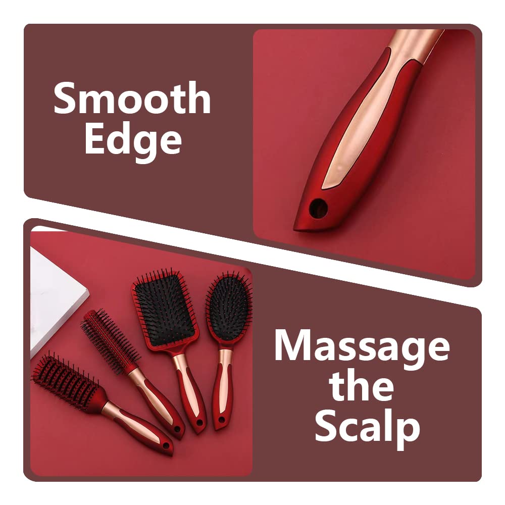 4 Pcs Hair Brush Set,Anti Static Massage Oval Comb,Detangling Brush Round Vent Hair Brush,Detangling Hairbrush for Women Men and Kids - Image 4
