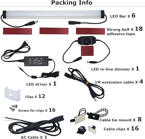 Miniatura 8 de Litever Kit de iluminación LED para debajo del gabinete (kit de barra de luz de 6 a 12 pulgadas) blanco cálido 3000 K, complemento de 6 pulgadas,