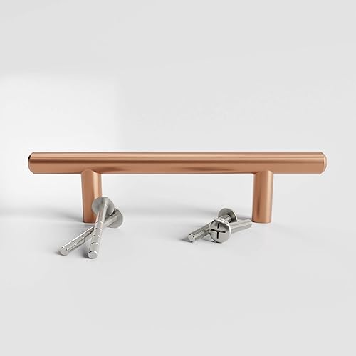 Miniatura 5 de MERALO IVY Manijas de gabinete sólidas en oro rosa con acabado satinado cepillado, herrajes europeos para armarios y cajones de cocina y baño