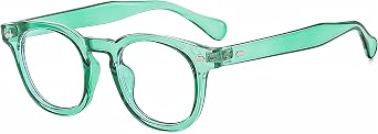 Long Keeper Retro Round Blue Light Glasses for Women Men Reading Gaming Computer Glasses Bluelight Blocking Anti Eyestrain Clear Glasses Vintage Eyeglasses