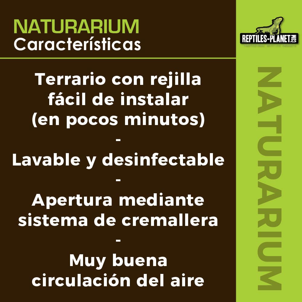 Reptiles Planet Naturarium - Terrario Rectangular de Malla Flexible (75 x 45 x 120 cm)