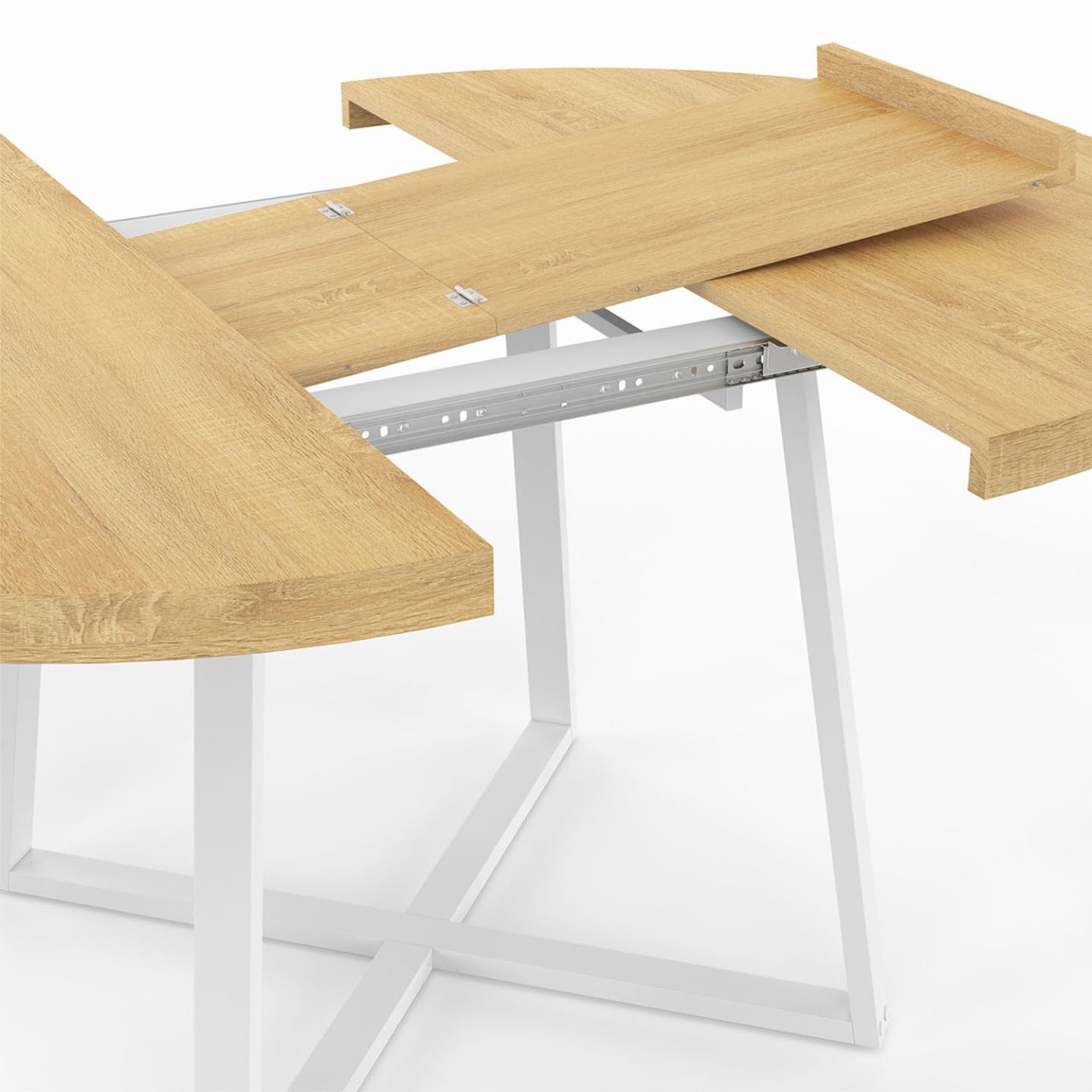 IDMarket - SELMA tavolo da pranzo rotondo allungabile 4-8 persone legno e bianco 110-150 cm