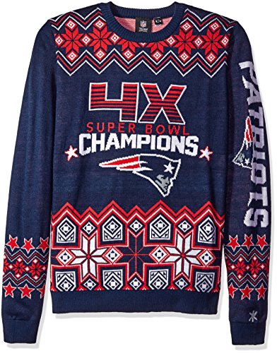 FOCO NFL New England Patriots COMMEMORATIVE Ugly Sweater, X-Large