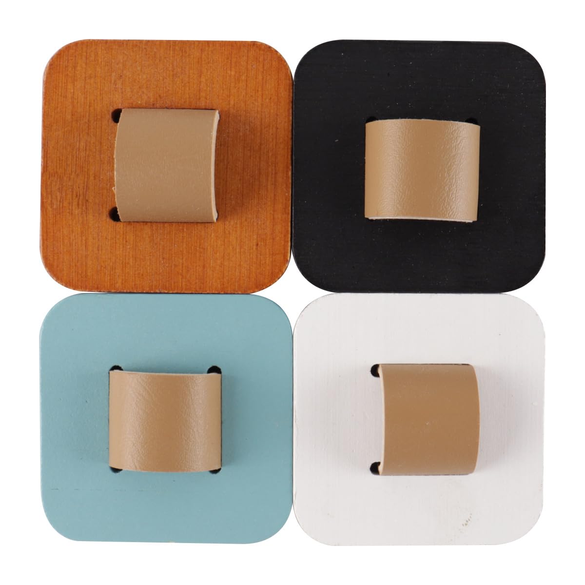 Brillenhalter-Set aus Holz zur Wandmontage, 4 Farben, Braun, Schwarz, Weiß, Blau, 5,5 cm, quadratisch, Organizer für das Home Office