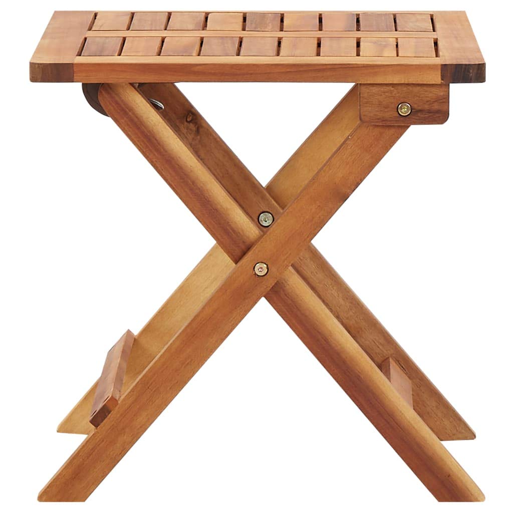 Tavolino da giardino pieghevole, 40 x 40 x 40 cm, in legno di acacia massiccio, resistente alle intemperie, salvaspazio, stabile, per terrazze, balconi, esterni, campeggio, picnic, lounge