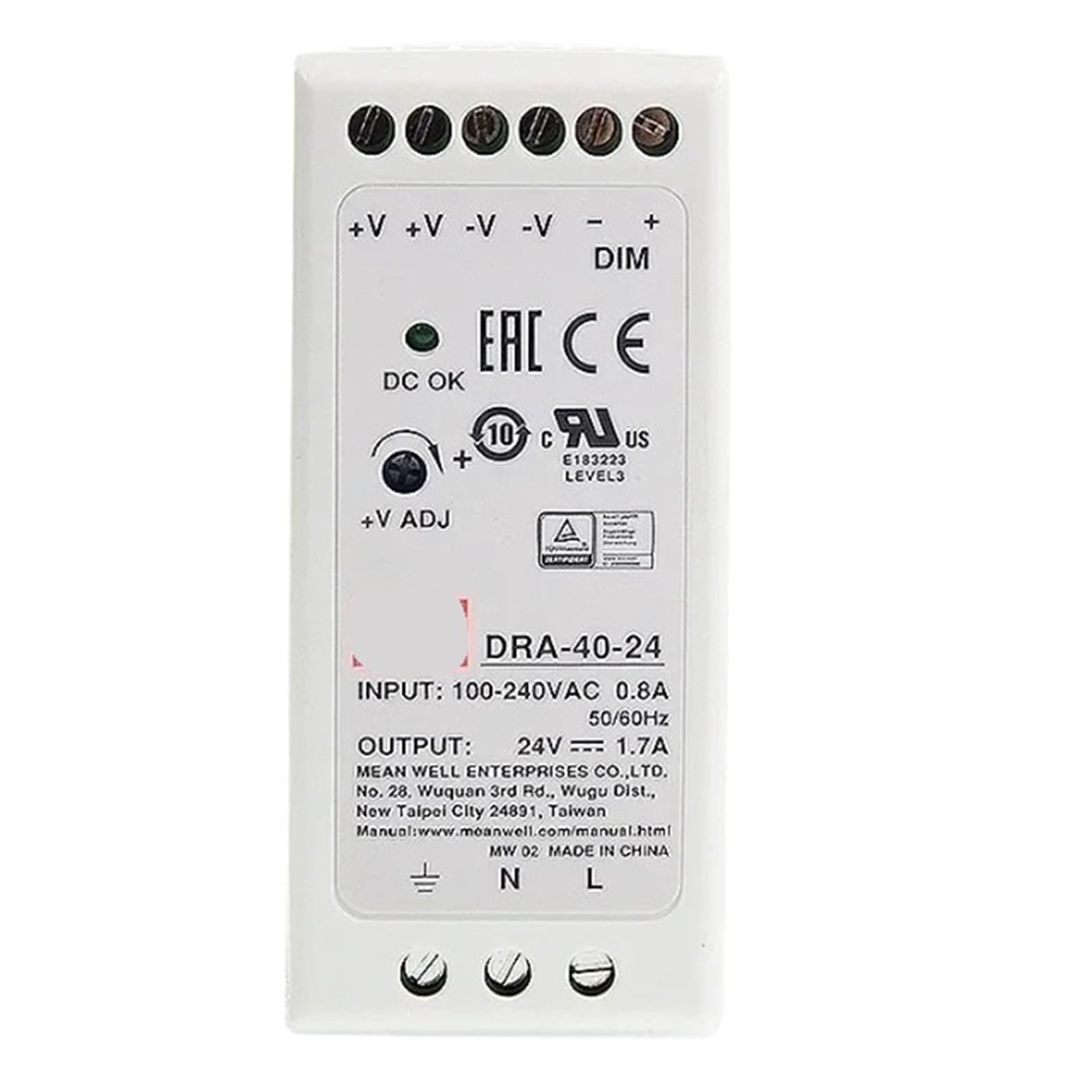 Alimentation 12V 3.34A DRA-40-12 pour rail DIN 40W