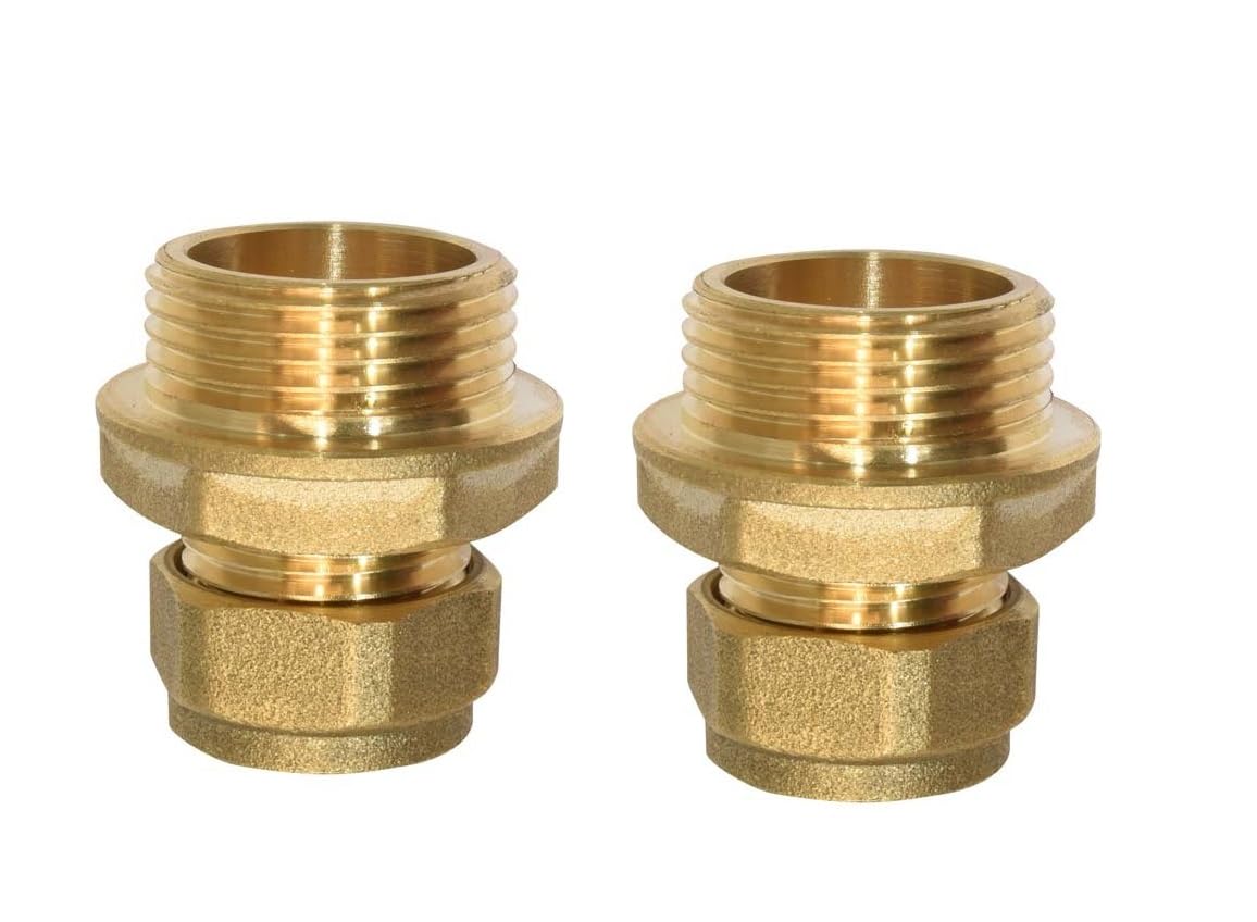 Ukdeals Direct Men's Brass Ukdd® 15Mm Compression By 3/4" Bsp Iron Coupler (Pair), 15Mm X 3/4" Straight Adaptors