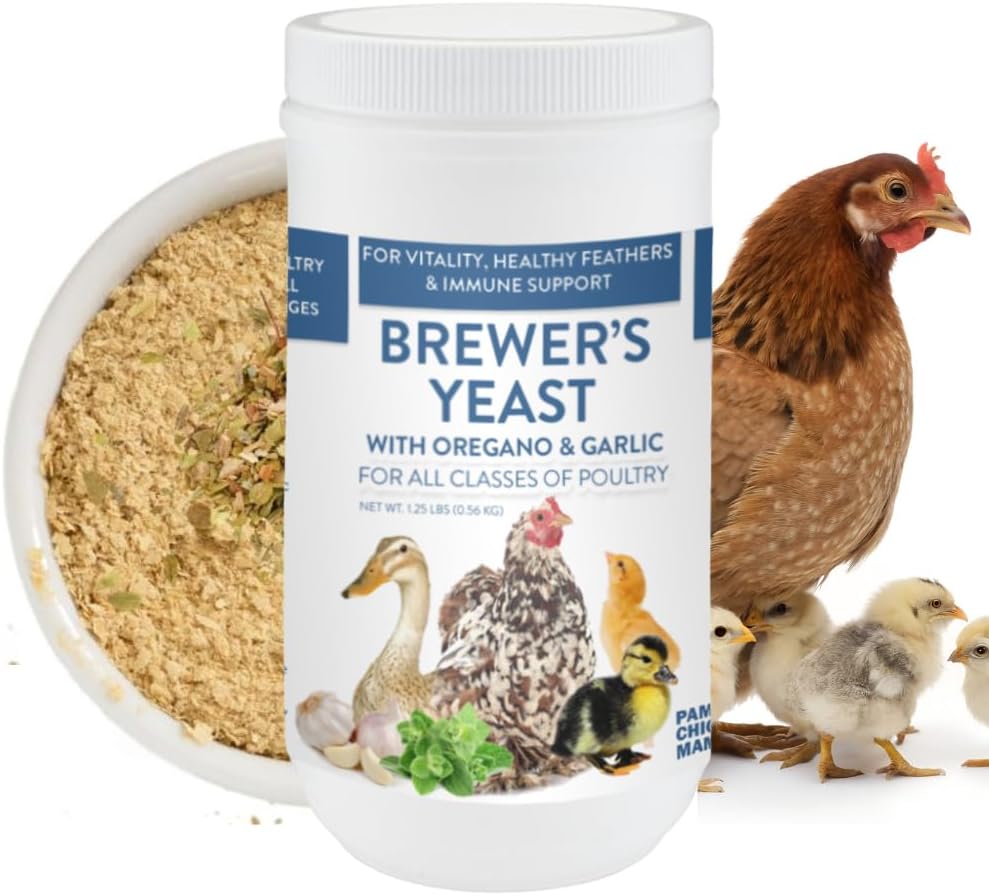 Pampered Chicken Mama Brewer's Yeast with Organic Oregano & Garlic | Niacin for Ducks, s | Probiotic | Brewers Yeast for Ducks with B12, B6, & Amino Acids