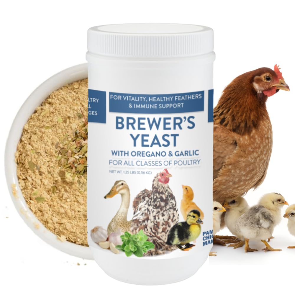 Pampered Chicken Mama Brewer's Yeast with Organic Oregano & Garlic | Niacin for Ducks, s | Probiotic | Brewers Yeast for Ducks with B12, B6, & Amino Acids