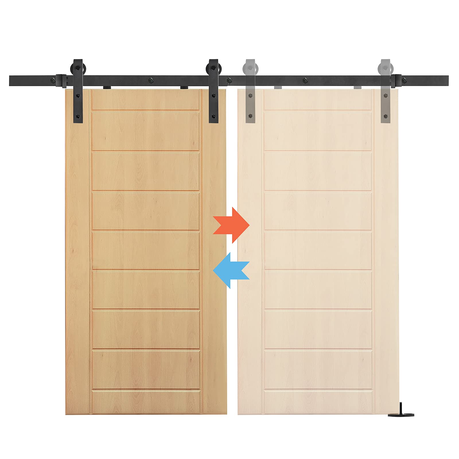LZQ Quincaillerie Kit de Rail Hardware Porte Coulissante Ensemble Industriel pour Suspendue en Bois et Portes Coulissantes Intérieures (6FT/183cm, Une porte)