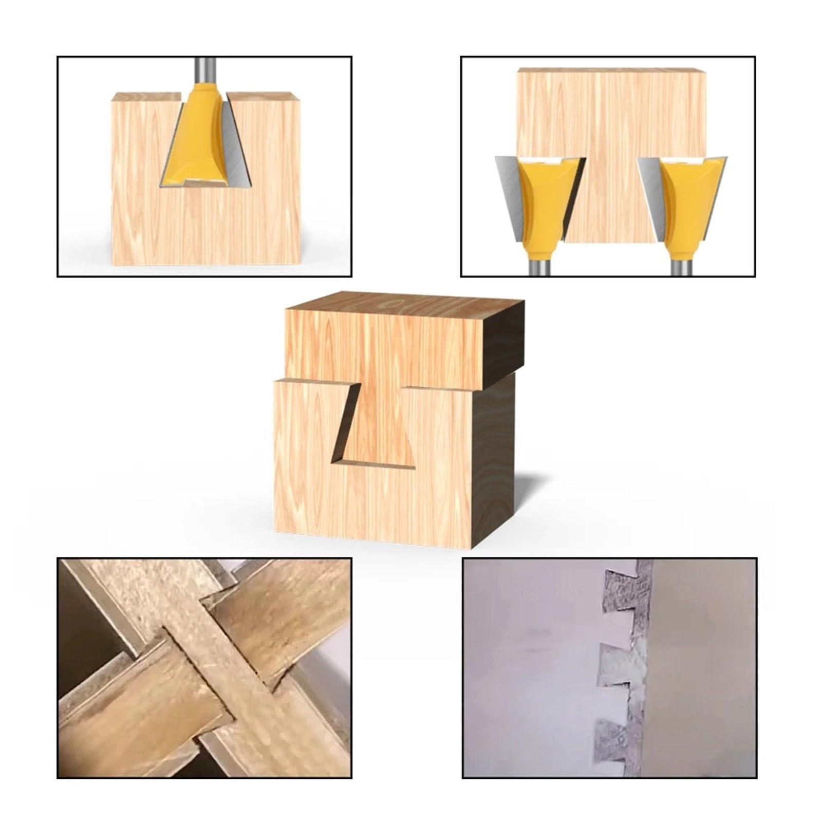 Juego de 7 brocas for juntas cola milano con vástago 6,35 mm y ángulo 14 grados for fresado grabado en madera Para taladro de banco