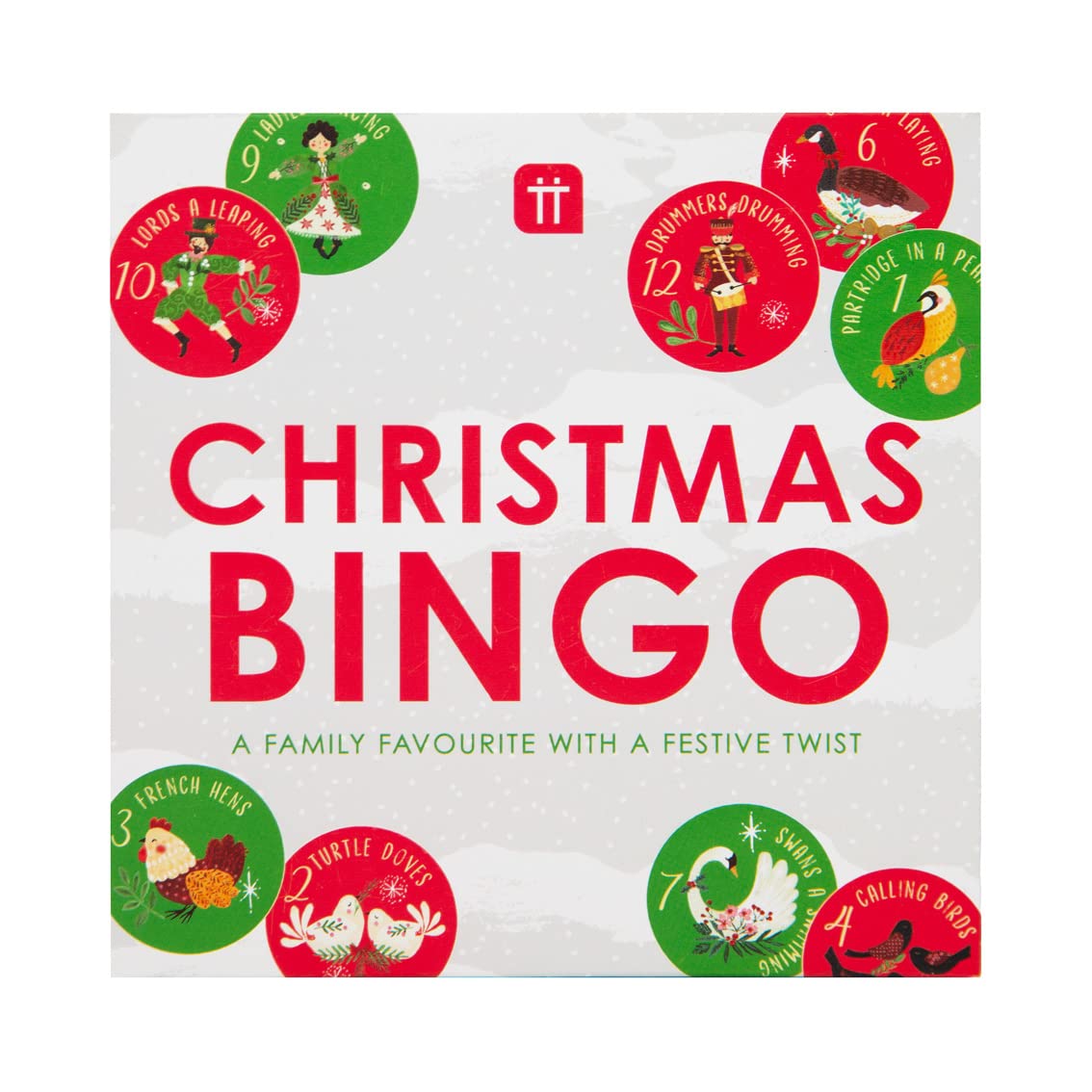 Talking Tables12 Days of Christmas Bingo Game | Fun Xmas Version for Family, Tabletop Games Kids, Adults, Office Party, Stocking Filler, Gifts Him or Her, BC-BINGO-12DAYS, Gold