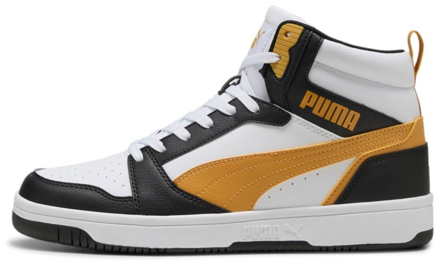 PUMA Unisex Rebound V6 Sneaker, Puma White Archive Gold Puma Black, 10 UK