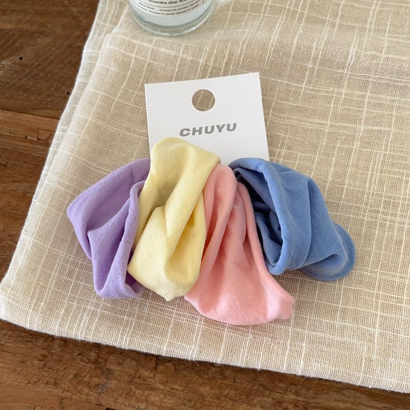 Lemeilleur 20 PCS Wide Cotton Seamless Hair Ties Bands Headrope Ponytail Holders Thick Hair High Elastics for Thick Heavy and Curly Hair Multicolor