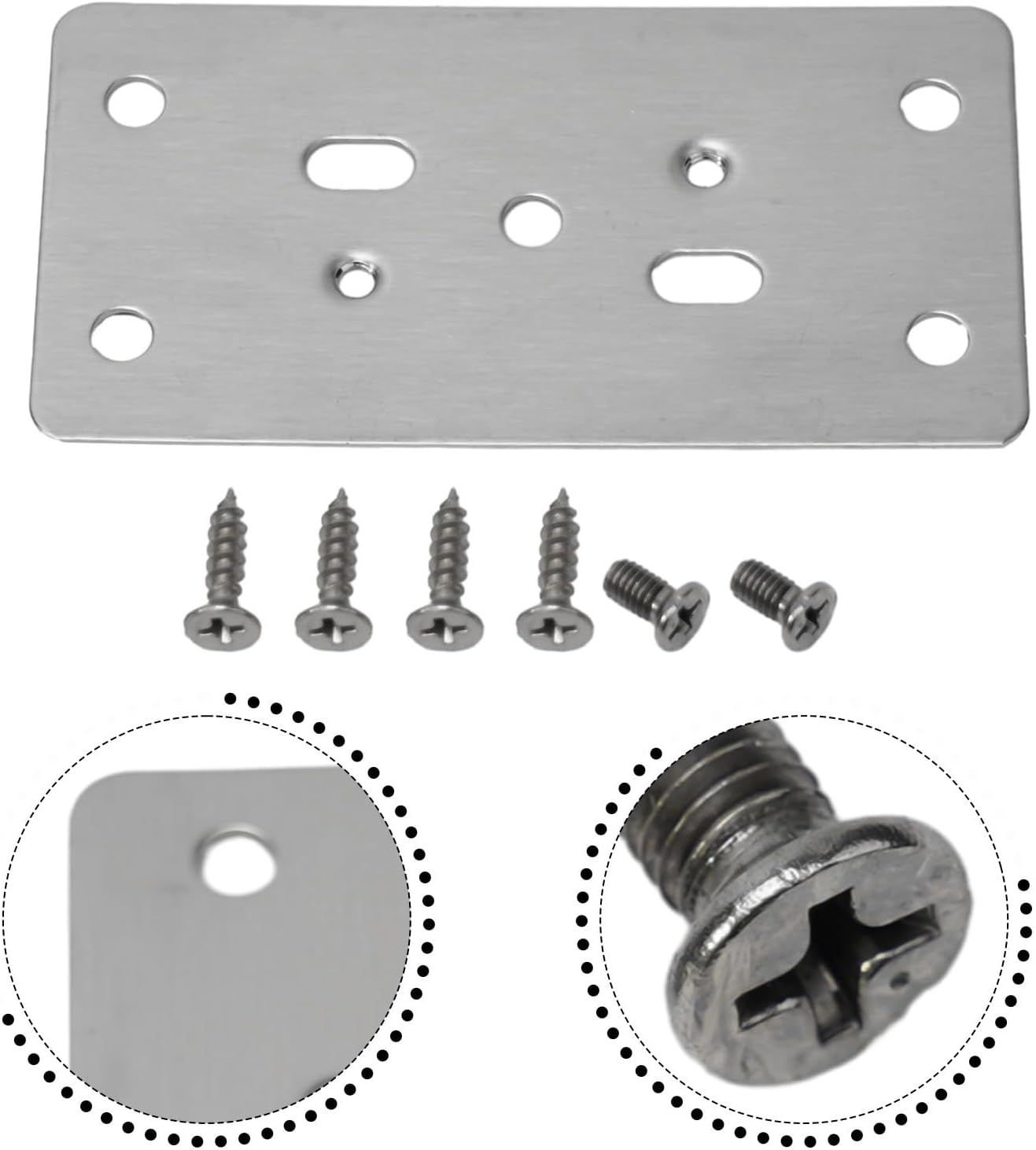 Cabinet Hinge Repair Plate Kit – Stainless Steel Side Mount Hinge Cup & Base Plate Reinforcement for Wood Cabinets, Includes Mounting Screws