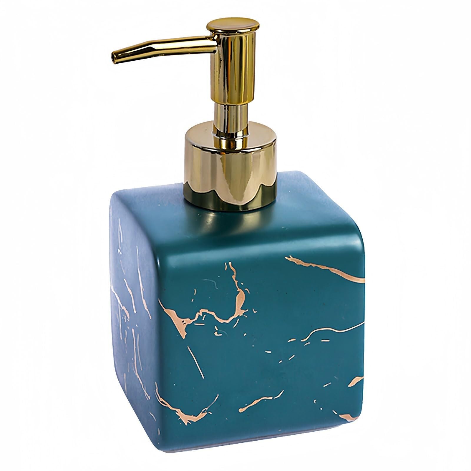 Friendshiphome Green Dish Marble Pattern Design Soap Dispenser With Pump Refillable Lotion For Bathroom Bathroom Stuff(,Squar)