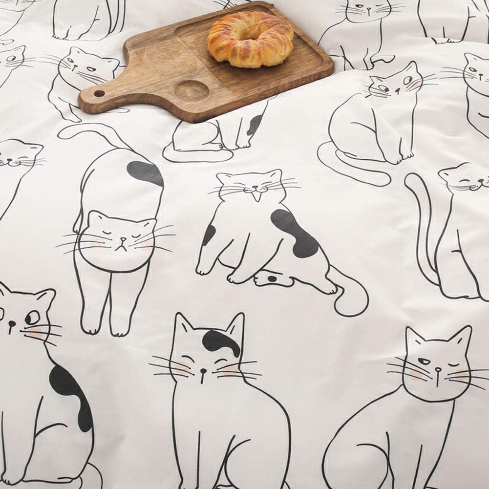 IUNTWEIE Cat Duvet Cover,Cat Bedding For Boys And Girls, Cute Cat Pattern Bedding Set, Breathable Soft Microfibre Duvet Cover With Pillowcases (Cat 1