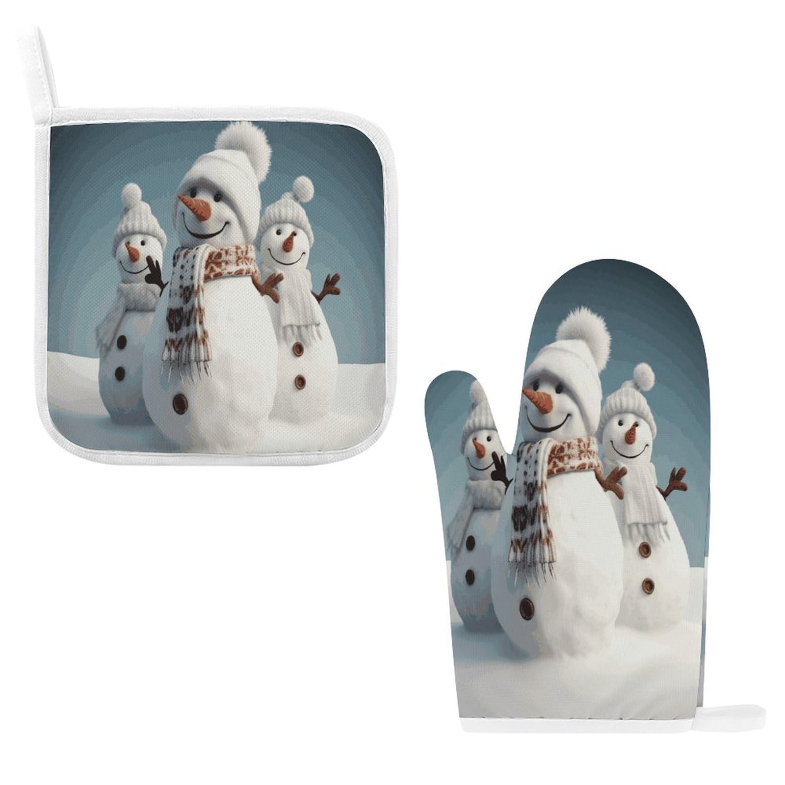 Btcowzrv Style Happy Snowman Oven Mitts And Pot Holders 2Pcs Set