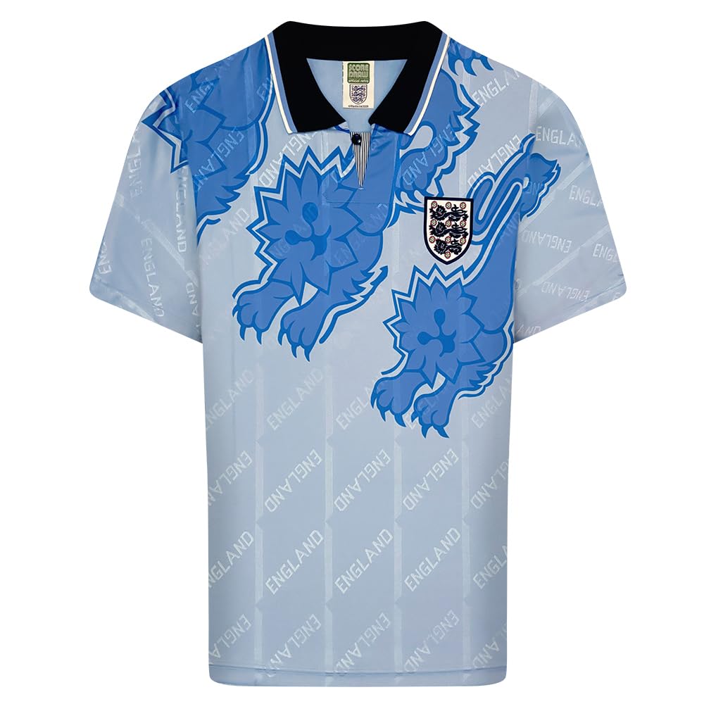 Score Draw Men's Blue England 1993 Third Retro Football Shirt XXX-Large Polyester
