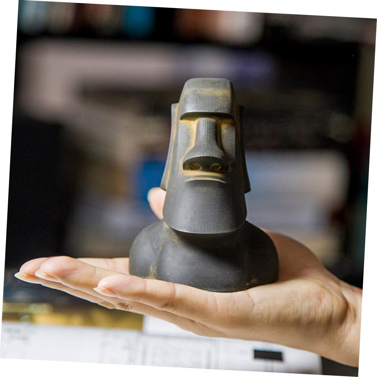 OUNONA Statua Moai in Miniatura Decorazione in Resina Per Scrivania e Isola Pasqua Scultura Da