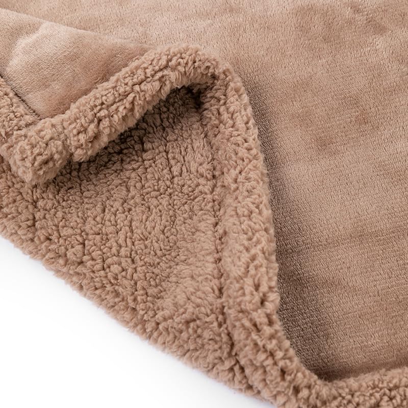 Maidewow Brown Dog Blanket Waterproof Pet Blankets for Couch Bed Cover Reversible Fluffy Jacquard Blankets Leakproof Sofa Cat Throw Fleece Blanket Washable -Brown,M - Image 3