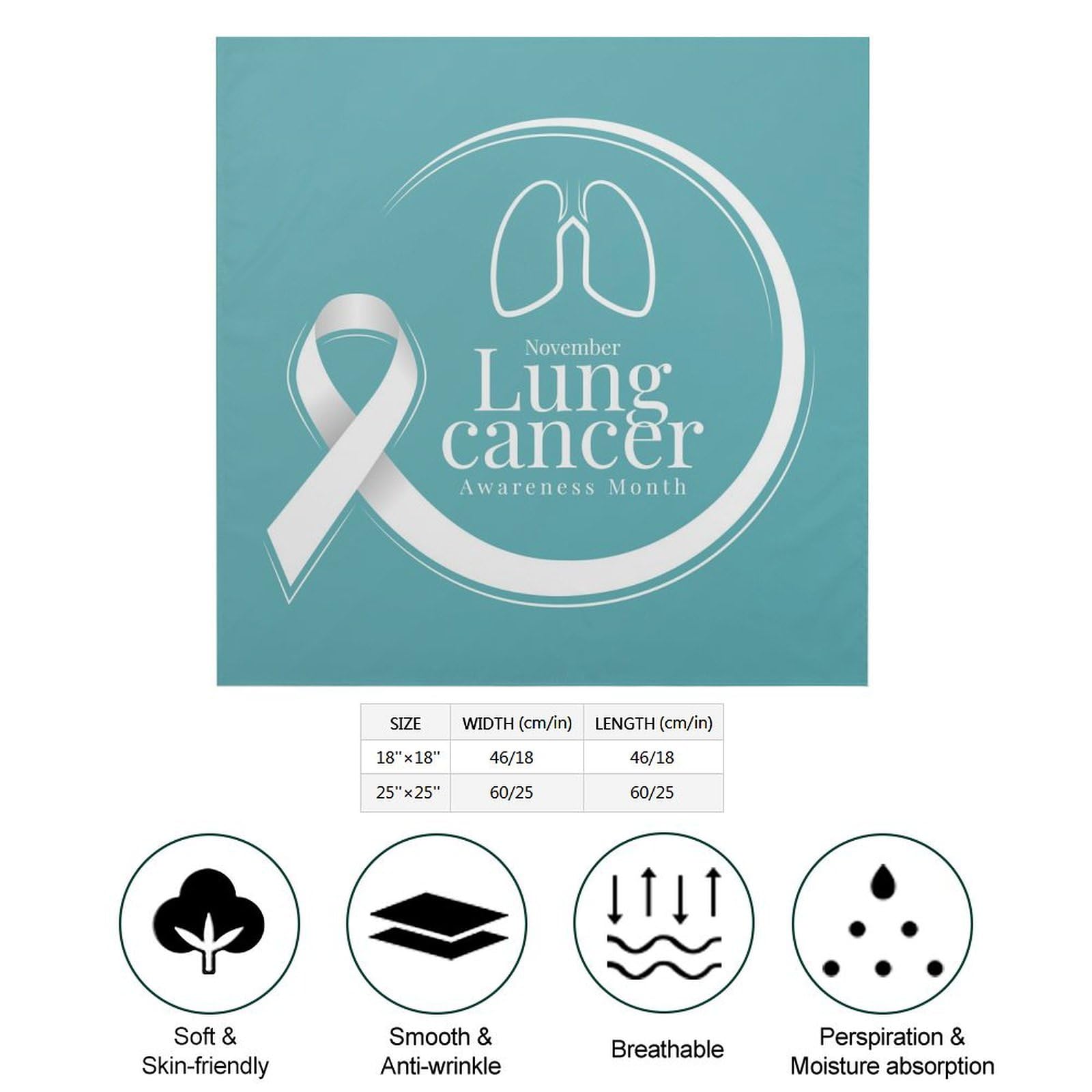 Csemeie November Is Lung Cancer Awareness Month Bandana Hair Scarf Headband Adjustable Neckerchief for Men Women Decor