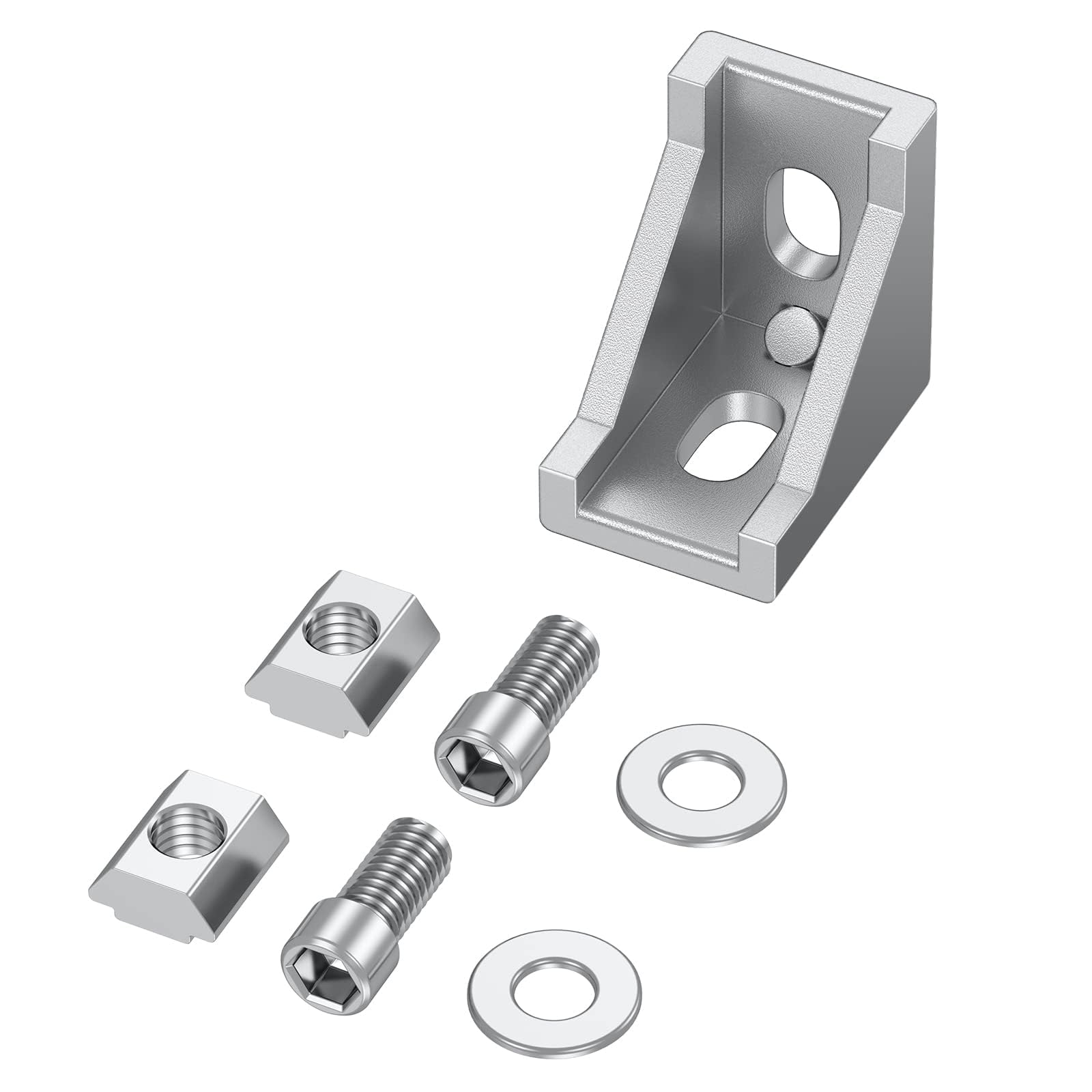EYPINS Soporte de Esquina Aluminio, 20 PCS Conector de Esquina 90 Grados Recto 2020, Perfil de Extrusión Forma de L con Ranuras de 6mm, con Tornillos Hexagonales M5 y Tuercas en T