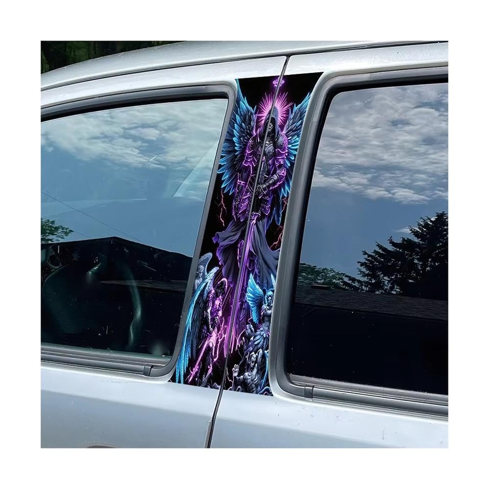 2 Pieces of Automotive B-Pillar Film Dark Angel Glossy Material Protective