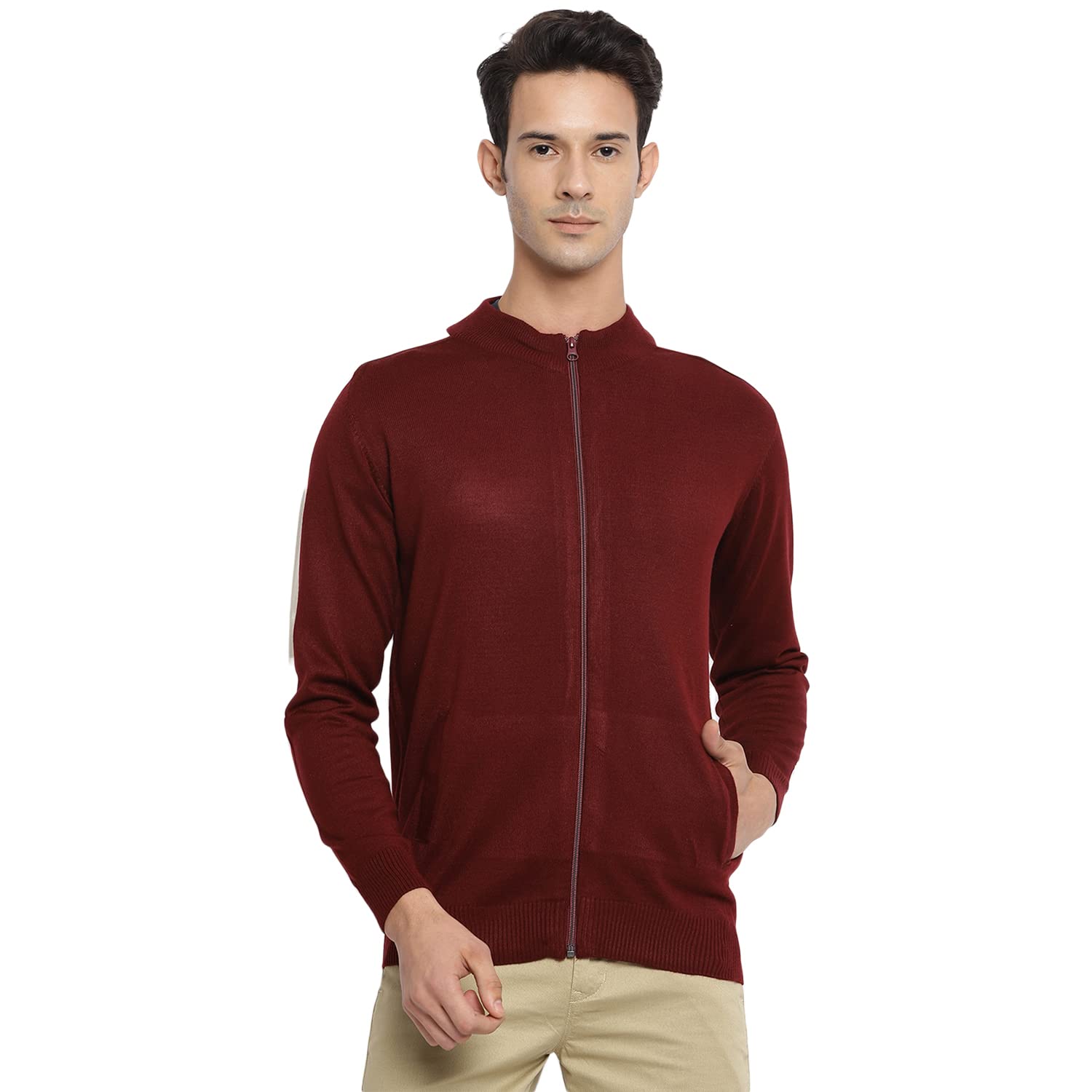 cantabil Men Round Neck Solid Maroon Sweater (MSWT00052_Maroon)-picture-10