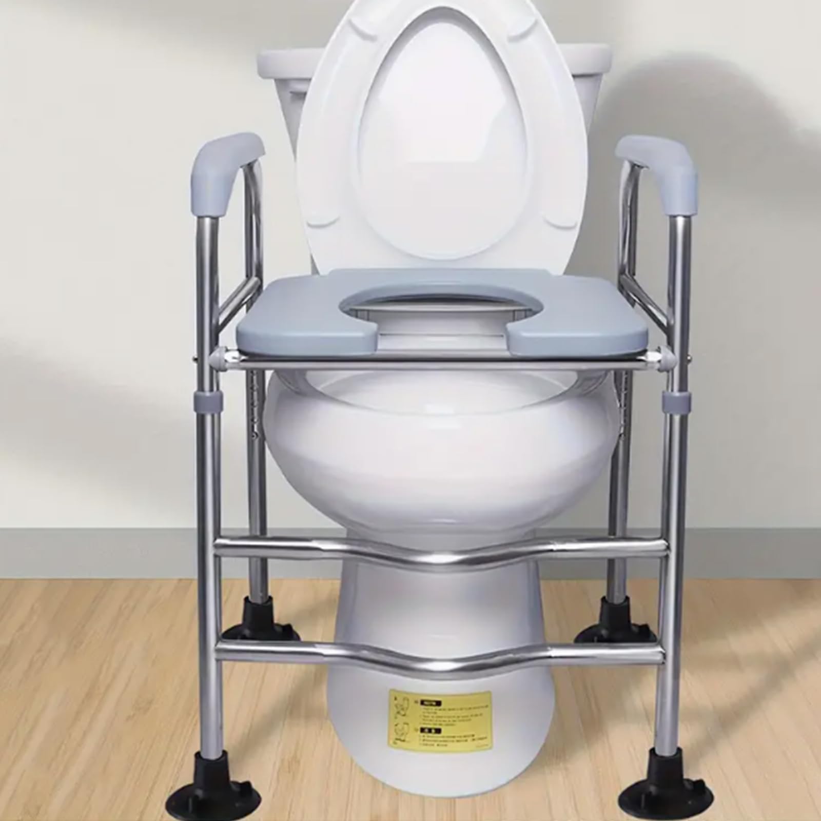 Podwyższenie deski sedesowej z podłokietnikami, 6-stopniowa regulacja wysokości, podwyższenie siedziska WC dla seniorów do 150 kg, stabilna nakładka toaletowa dla seniorów ze stali nierdzewnej do