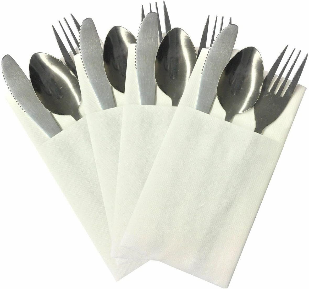 Pack of 50 Luxury Quality, Linen Feel Airlaid Pocket Napkins White