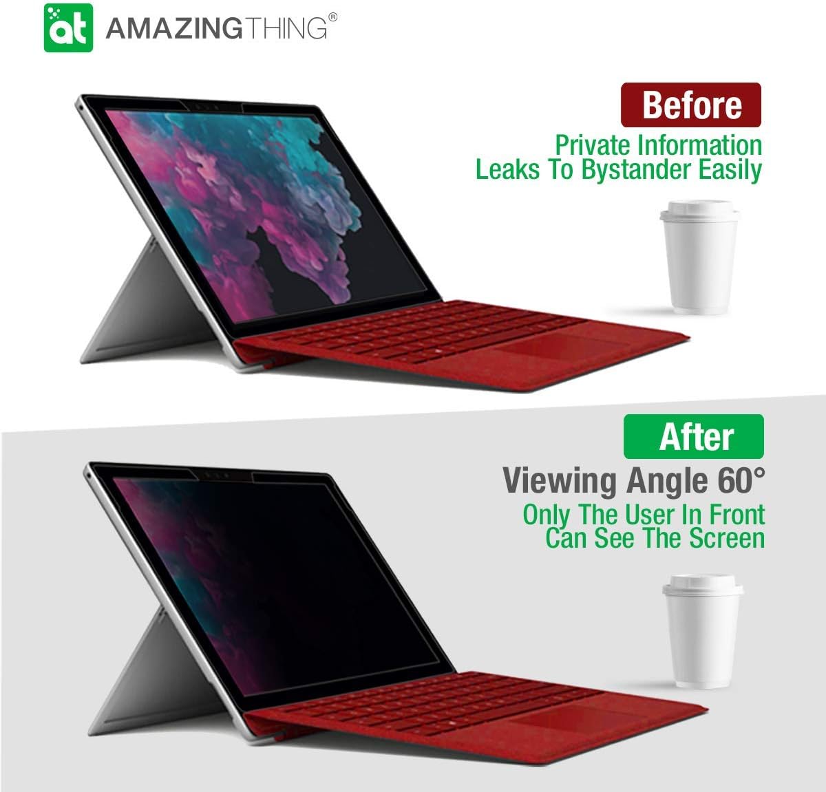 Up To 50% OFF Surface Pro Screen Protector, Privacy Filter Compatible with Microsoft Surface Pro 7/6/5/4, Bubble Free Easy Installation, Anti Blue Light