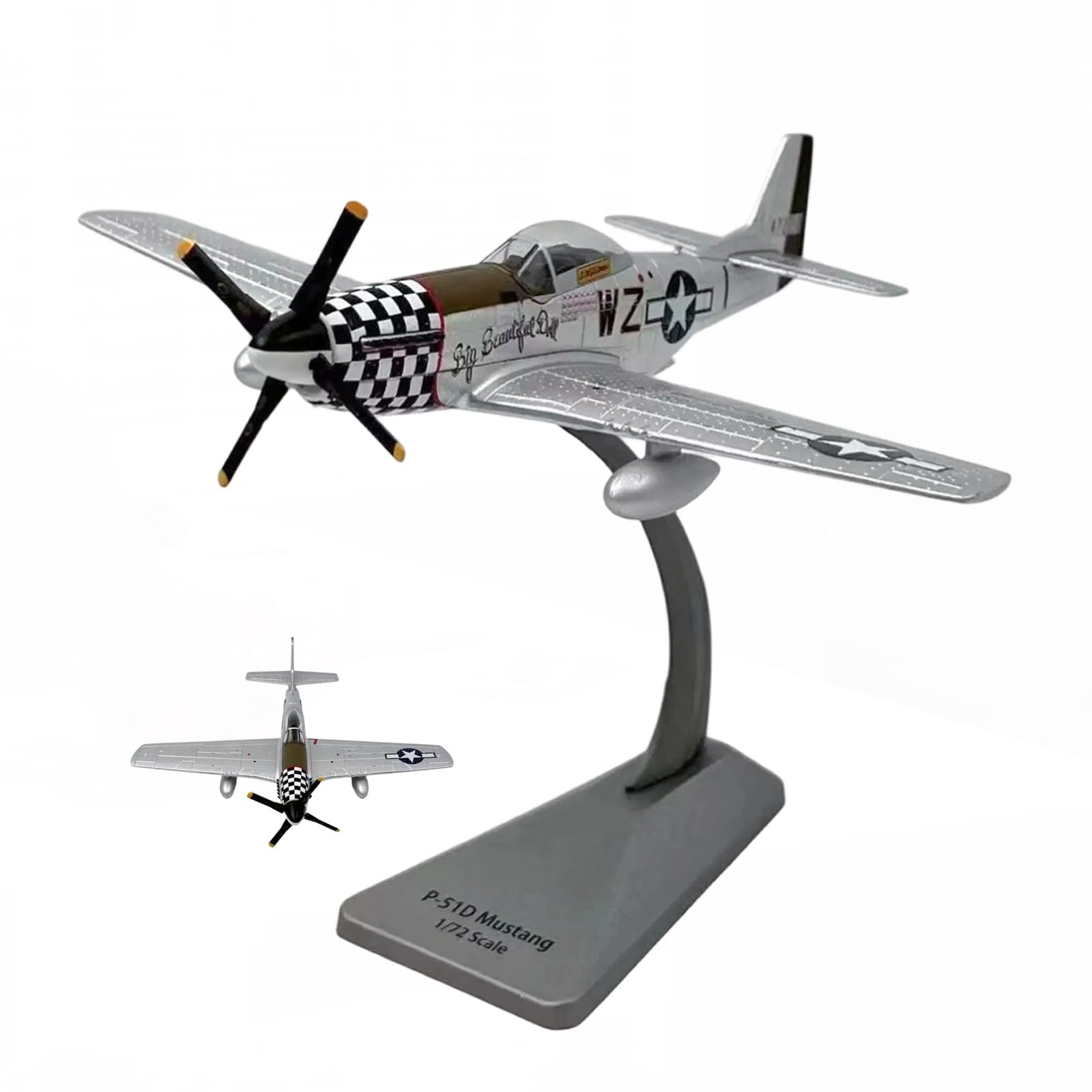 P-51D Fighter Aircraft Scale Model 1/72 Scale Metal Die-Cast Display w/Stand Collector-Grade Detailing for Adult Aviation Enthusiasts Military History Buffs Perfect Display Piece Home